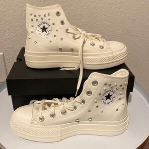 Converse rhinestone pearl platform sneakers sz 6